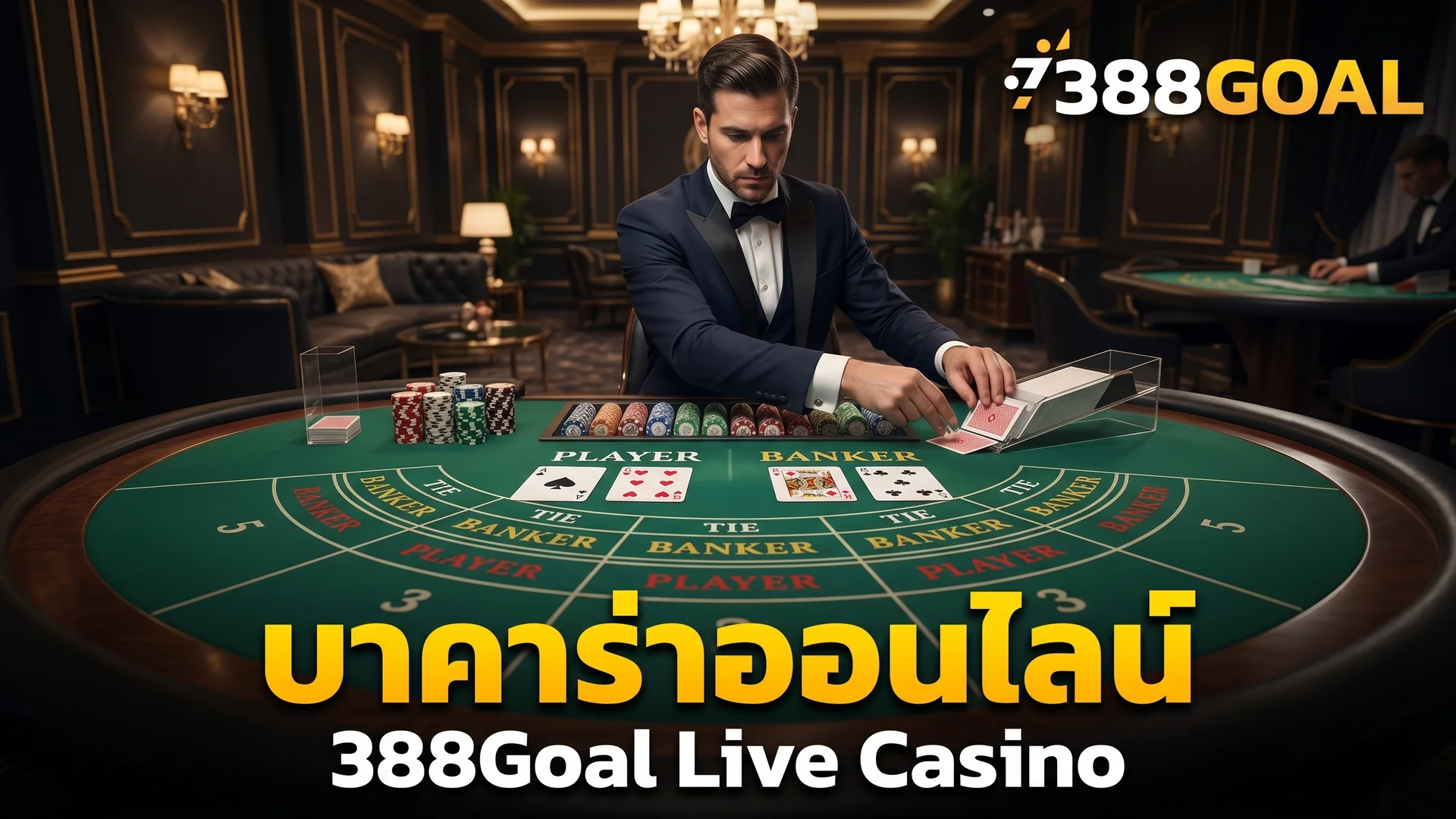 โต๊ะบาคาร่าสดออนไลน์ที่ 388Goal พร้อม dealer สาวสวย