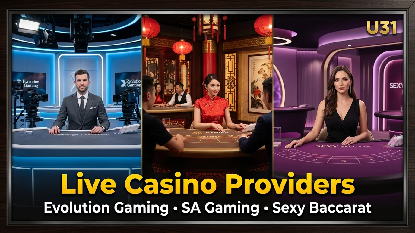 ผู้ให้บริการคาสิโนสดที่ U31: Evolution Gaming, SA Gaming, Sexy Baccarat