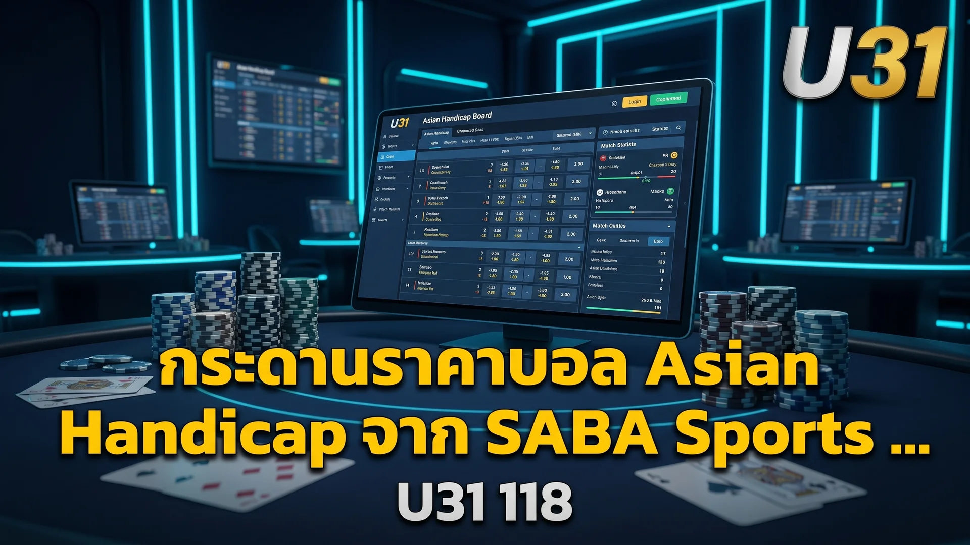 กระดานราคาบอล Asian Handicap จาก SABA Sports บน U31