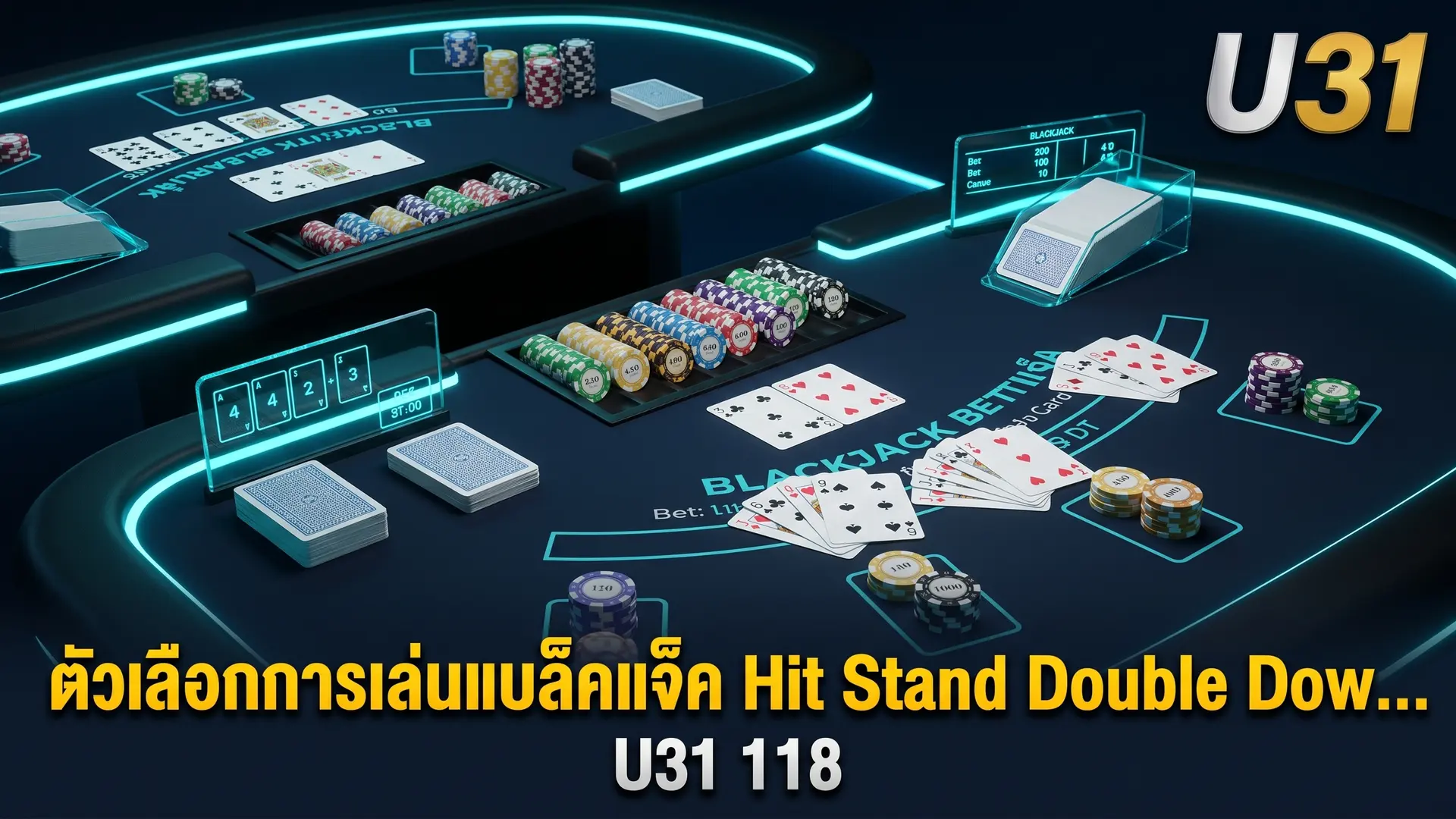 ตัวเลือกการเล่นแบล็คแจ็ค Hit Stand Double Down Split