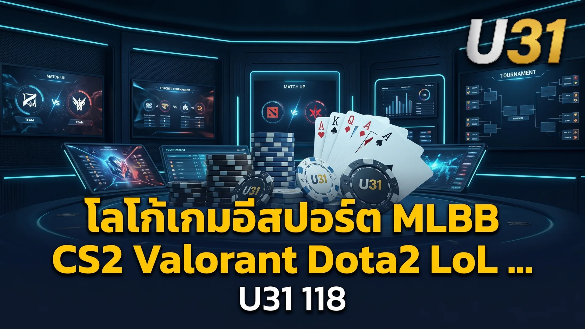 โลโก้เกมอีสปอร์ต MLBB CS2 Valorant Dota2 LoL บน U31