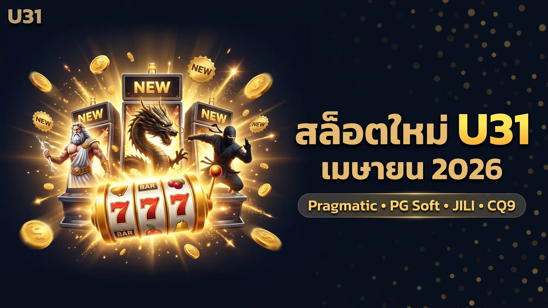 สล็อตใหม่เมษายน 2026 บน U31 — เกมน่าลองจาก Pragmatic Play, PG Soft และอื่นๆ