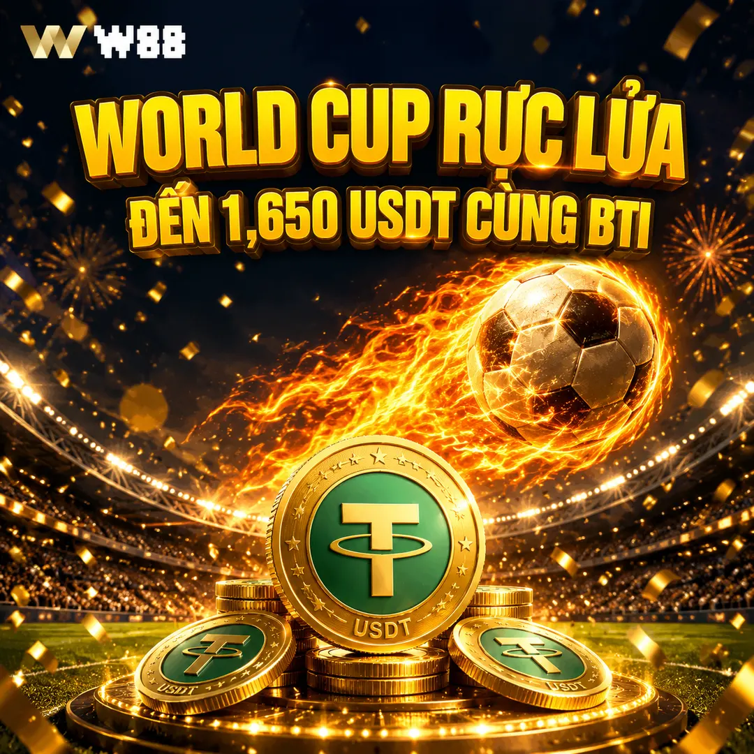 BTI World Cup Rực Lửa — Thưởng Đến 1.650 USDT tại W88