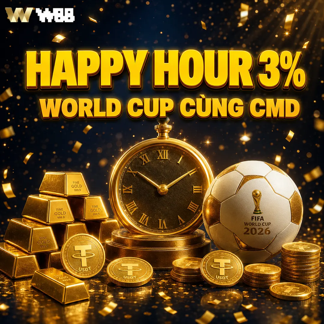 CMD Happy Hour 3% World Cup 2026 tại W88