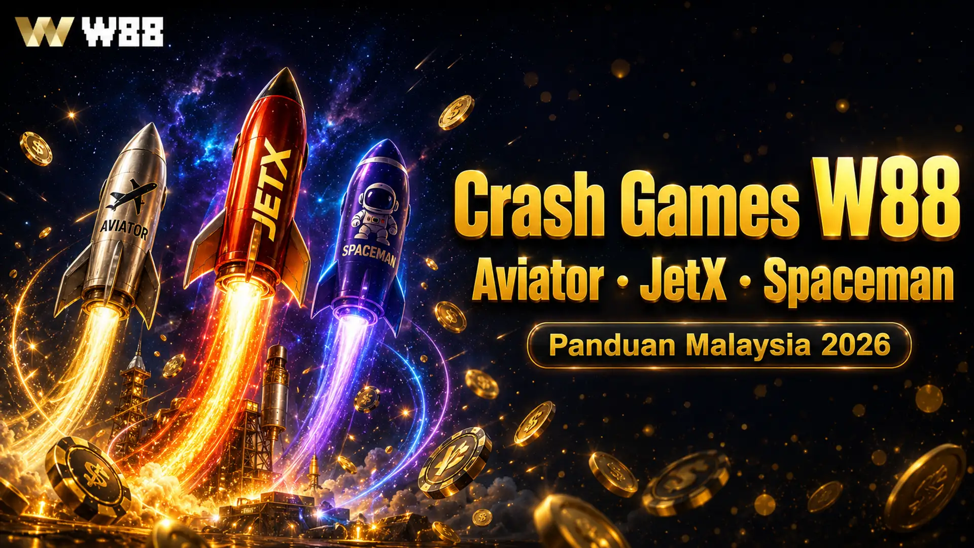 Crash Games W88 — Panduan Aviator, JetX & Spaceman Malaysia