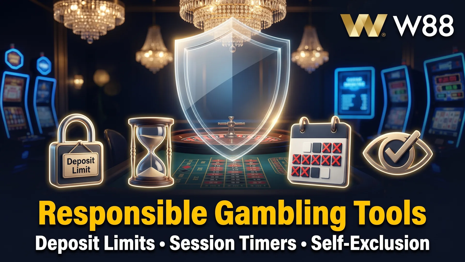 W88 responsible gambling tools — deposit limits, session timers, loss limits and self-exclusion