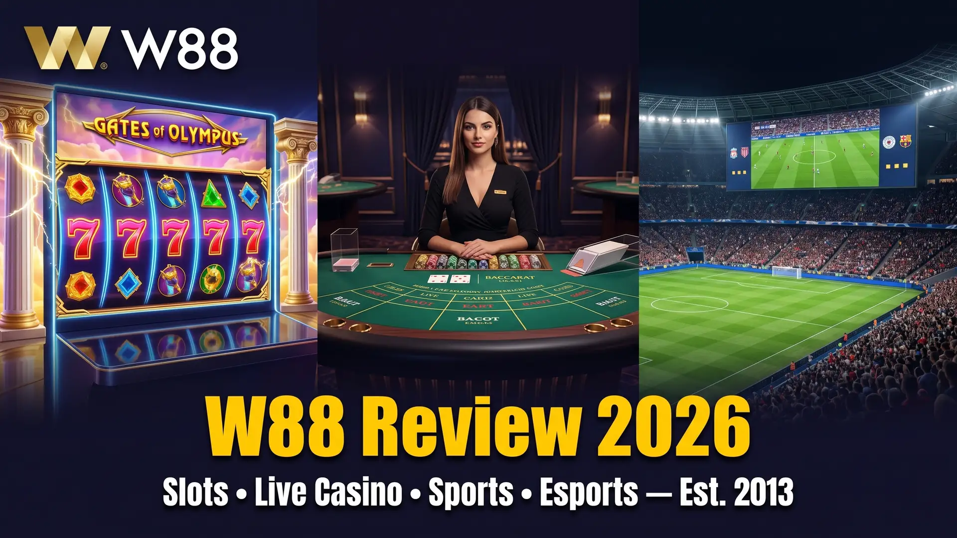 W88 online casino platform overview showing slots, live casino, and sports betting options