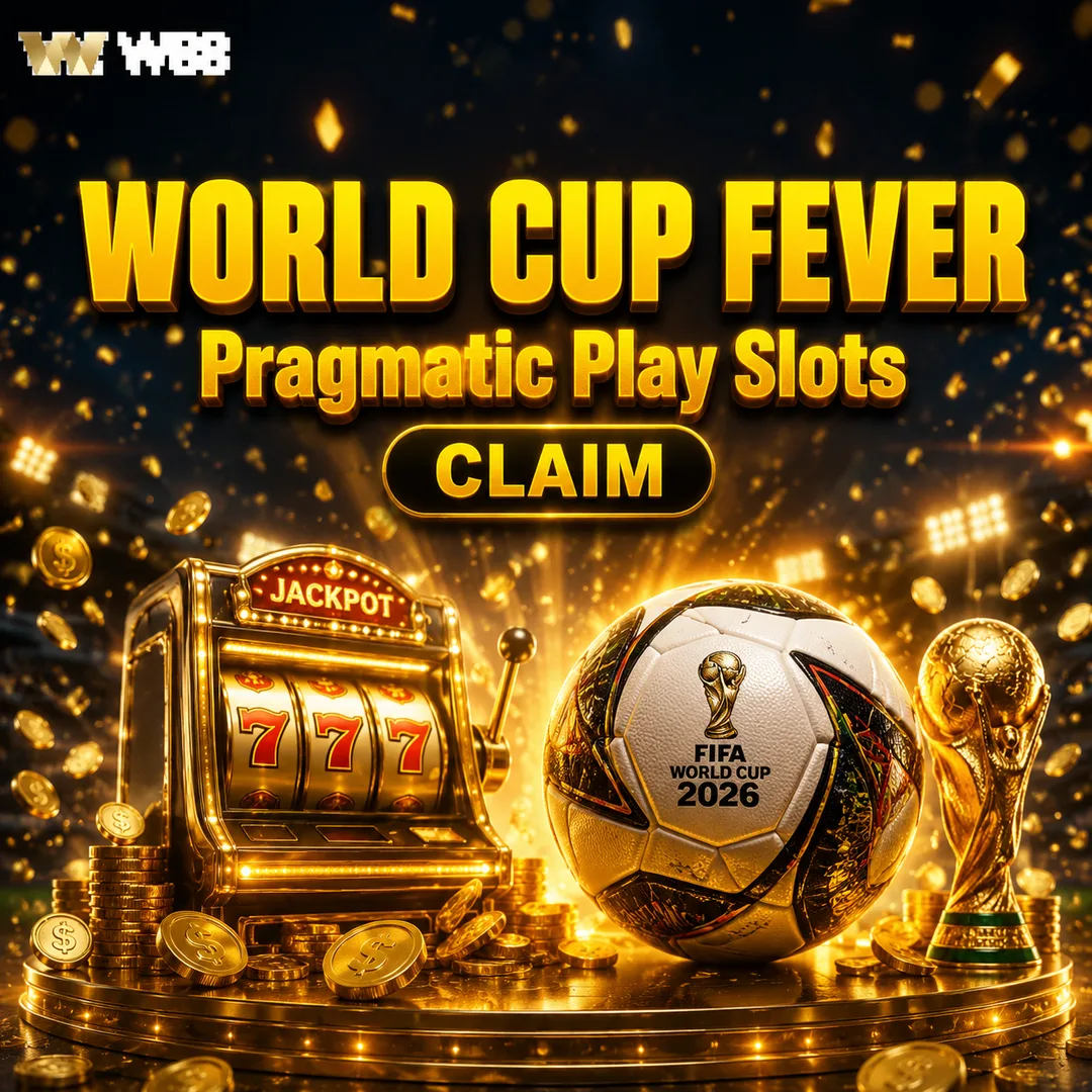 Pragmatic Play World Cup 2026 Mania weekly bonus banner at W88